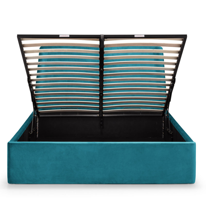 Foehr Upholstered Storage Bed, Teal, Double (4'6)