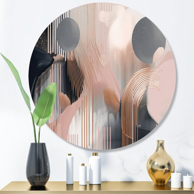 Whispers Of Marble II - Art mural rond abstrait en marbre sur métal