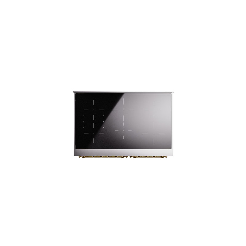 Cuisinière à induction 40 pouces avec 6 éléments à induction ILVE Nostalgie II Series (porte pleine), Blanc/laiton