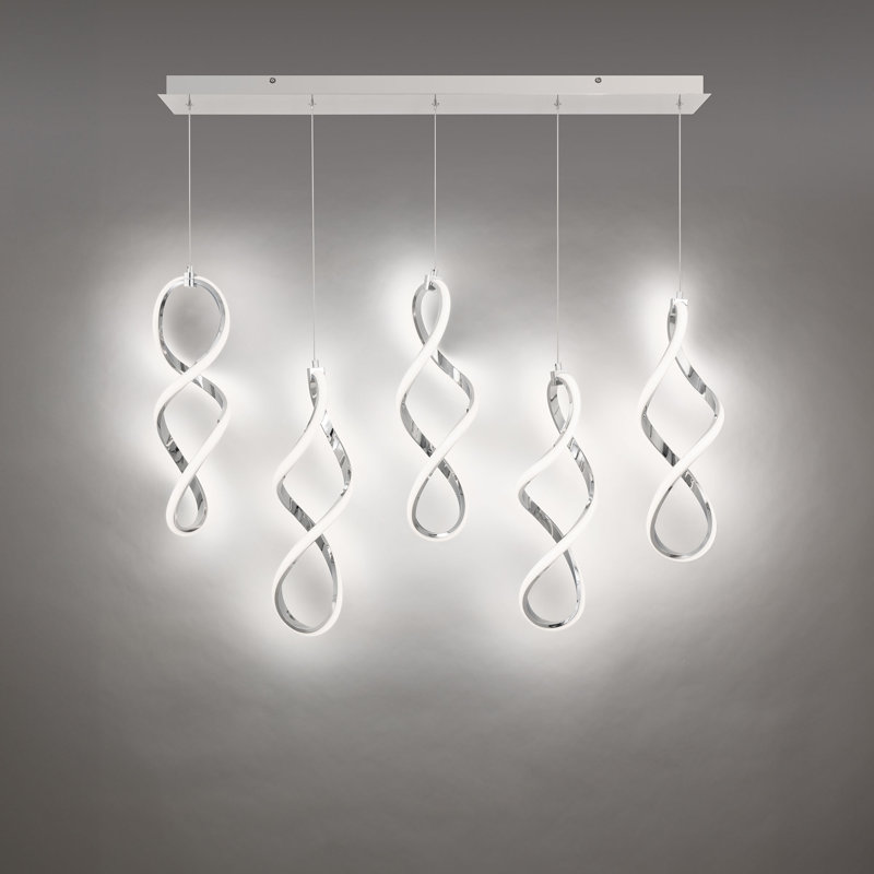 Chrome Frosted Silicone 5-Light LED Pendant Chandelier