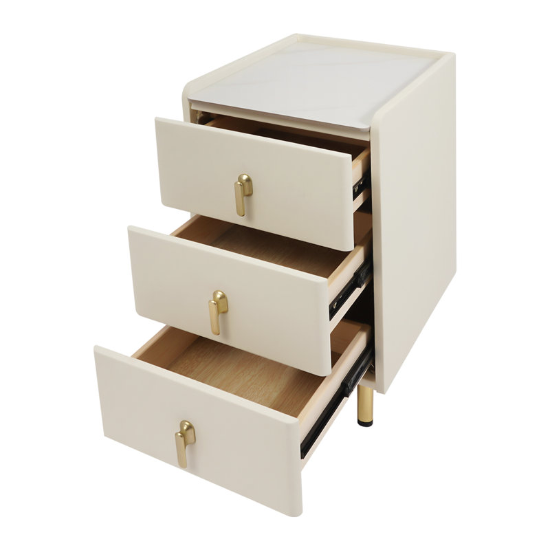 3 Drawers 23x15.7x11.8" Nightstand, White