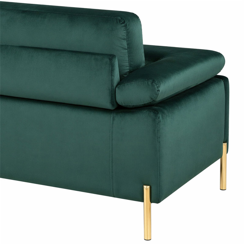 Canapé modulaire en velours avec méridienne Shannon, Vert