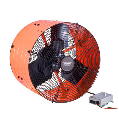 Gable Mount Fan, 16 Inch Attic Exhaust Fan with Adjustable Thermostat & Outer Mesh, 2940 CFM House Ventilator Cools Up to 4200 Sq.Ft, Quiet Ventilation for Roof, Garage & Shop, Vibrant Orange