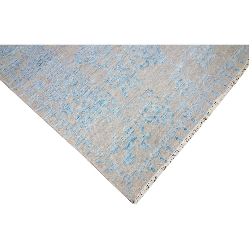 Oriental Area Rug in Aqua/Beige, Rectangle 9' x 12'