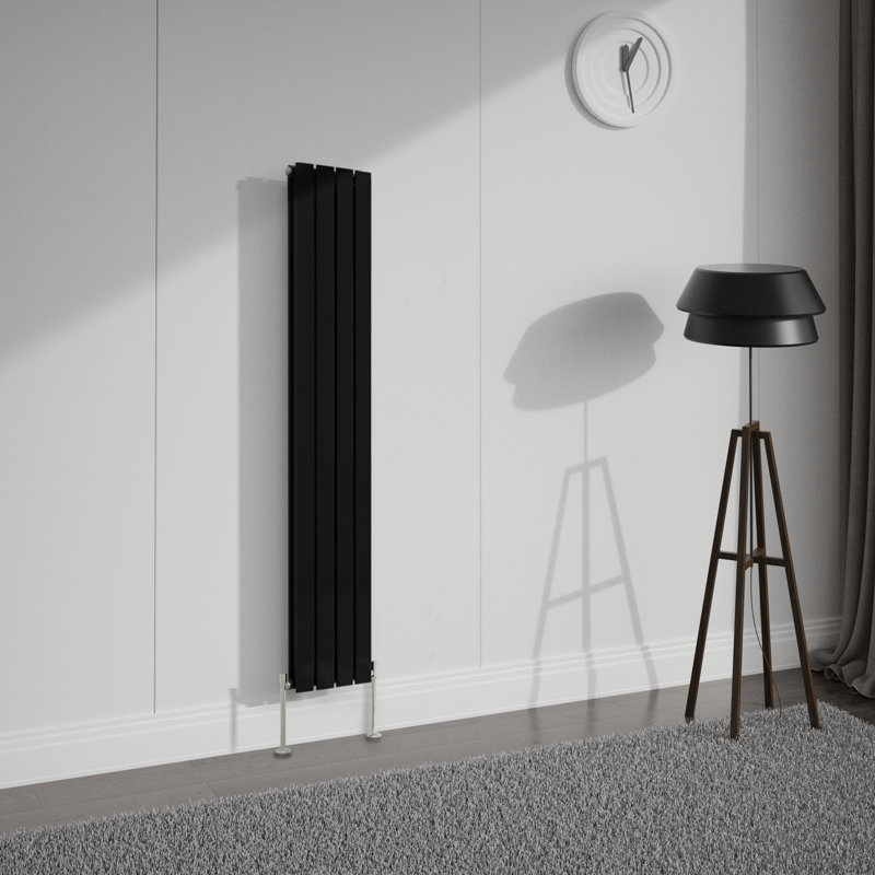Shonna Vertical Double Flat Panel Radiator, Normal Black, 160cm H x 27.2cm W