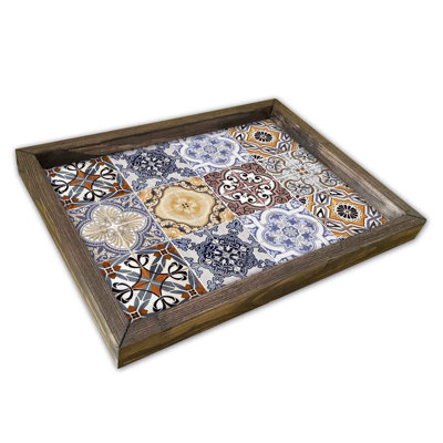 Plateau de service élégant, 100% panneau de fibres à densité moyenne et cadre en bois de pin, 11,8 po x 15,7 po | Épaisseur durable de 2,7 mm, parfaite pour le divertissement à domicile et le petit déjeuner au lit | Conception élégante, légère et facile à nettoyer