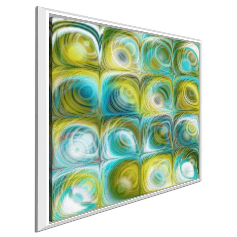 « cercles et carrés 45 », impression, H 21,5 po x l 21,5 po x P 2 po, Cadre flottant blanc