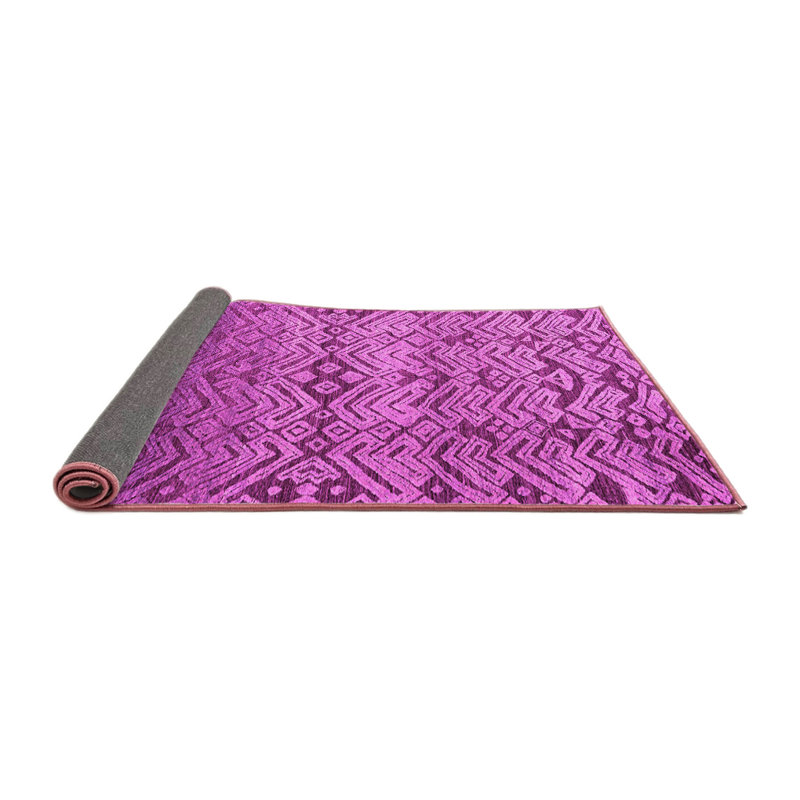 Tapis rose en laine tissé à la machine Baldock, Carré 8 pi