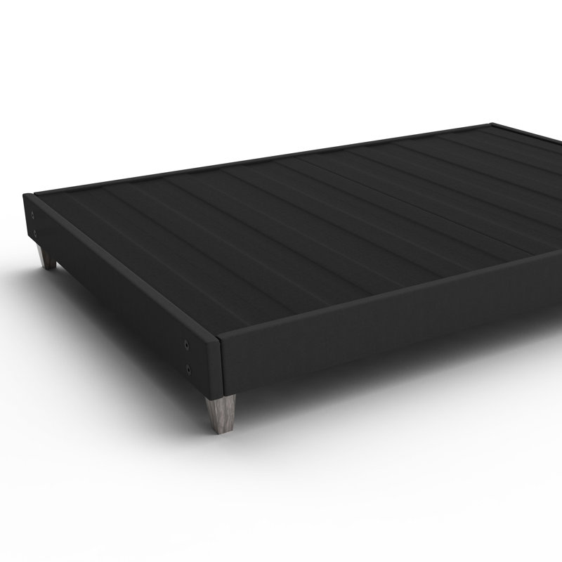 Base de lit très rapide à installation rapide - aucun outil requis, faux pieds modernes, revêtement en tissu gris revêtu de tissu pour un cadre de taille facile et rapide