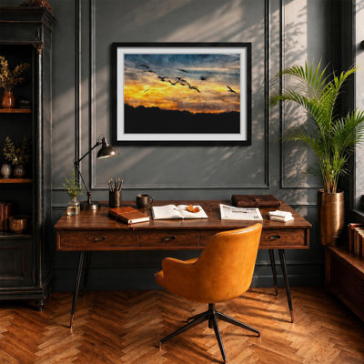 Geese at Sunset - Framed Print