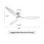 Ventilateur de plafond encastré à intensité variable de 42 po / 52 po avec lumières DEL et télécommande Jamarreon-1410740593