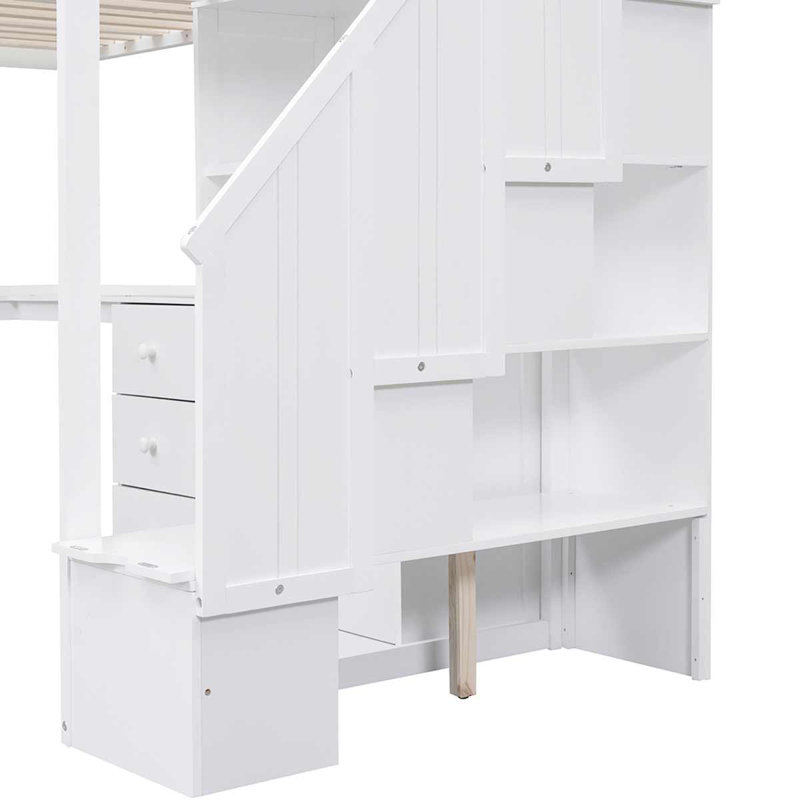 Kids Twin Loft Bed, White