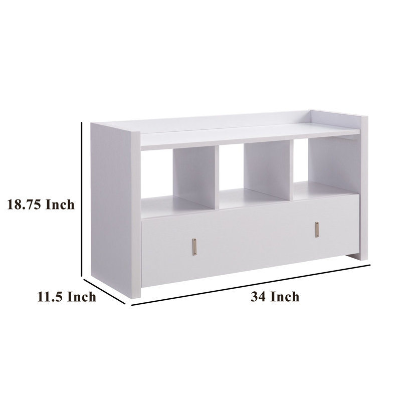 Entryway Shoe Bench With Three Shelves And Storage Drawer, Gold/White