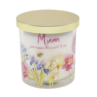 Plant / Floral Scented Jar Candle with Glass Holder