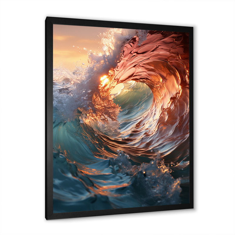 «Beach Photo Sunlit Waves» sur toile, Cadre photo noir, L 12 po x H 20 po