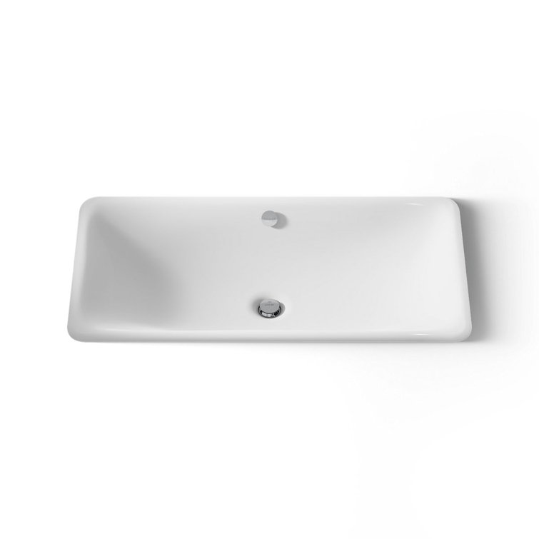 Iron Plains®Trough Rectangle Dual Mount Bathroom Sink with Overflow
