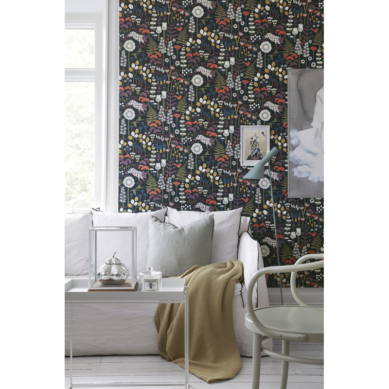 Boråstapeter Hoppmosse Wallpaper, Navy/Green/White