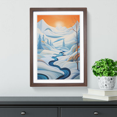 Winter Landscape Orphism No.2 - Single Picture Frame Print on Wood