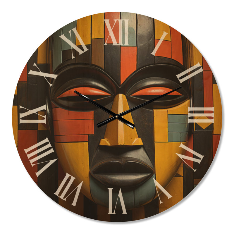 Horloge murale africaine surdimensionnée Kente II, Medium