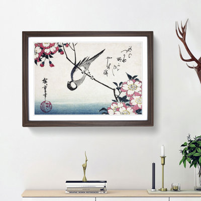 Great Tit on a Cherry Blossom by Utagawa Hiroshige - Picture Frame Painting Print