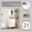 Évier combiné de 24 pouces, armoire avec 2 portes et 1 tiroir, système à clous doux, conception sans poignée, pieds en bois massif naturel, cuve en céramique, assemblage facile, blanc brillant