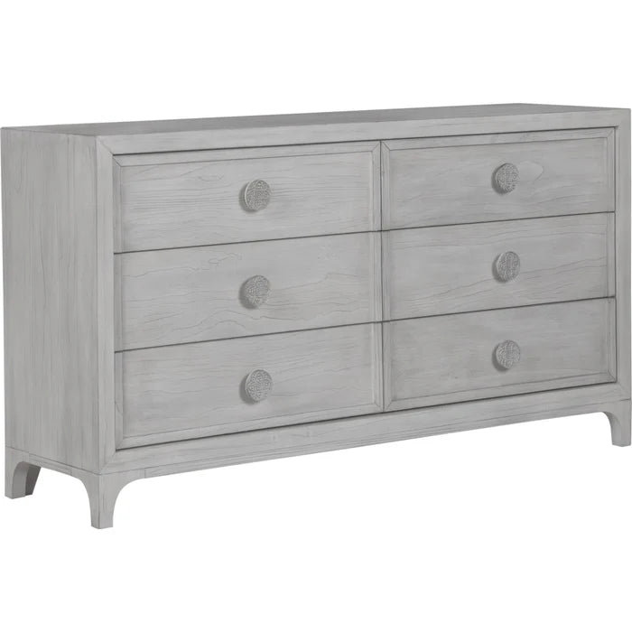 Commode Boho Chic à six tiroirs en blanc délavé (2024)