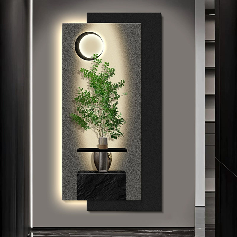 White, Black Rectangular Sandstone Wall art, 47.24" H x 23.62" W