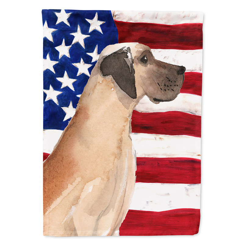 2 côtés en polyester de 2 côtés american drapeau de jardin, Noir / blanc grand danois