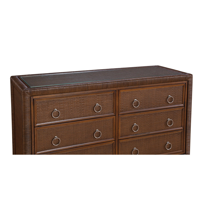 Sabal Bay 6-Drawer Wicker Dresser, Satin Nickel, Hazel