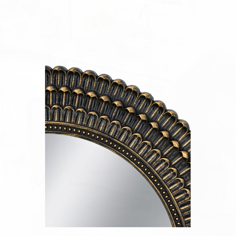Wooden Accent Mirror With Woven Texture