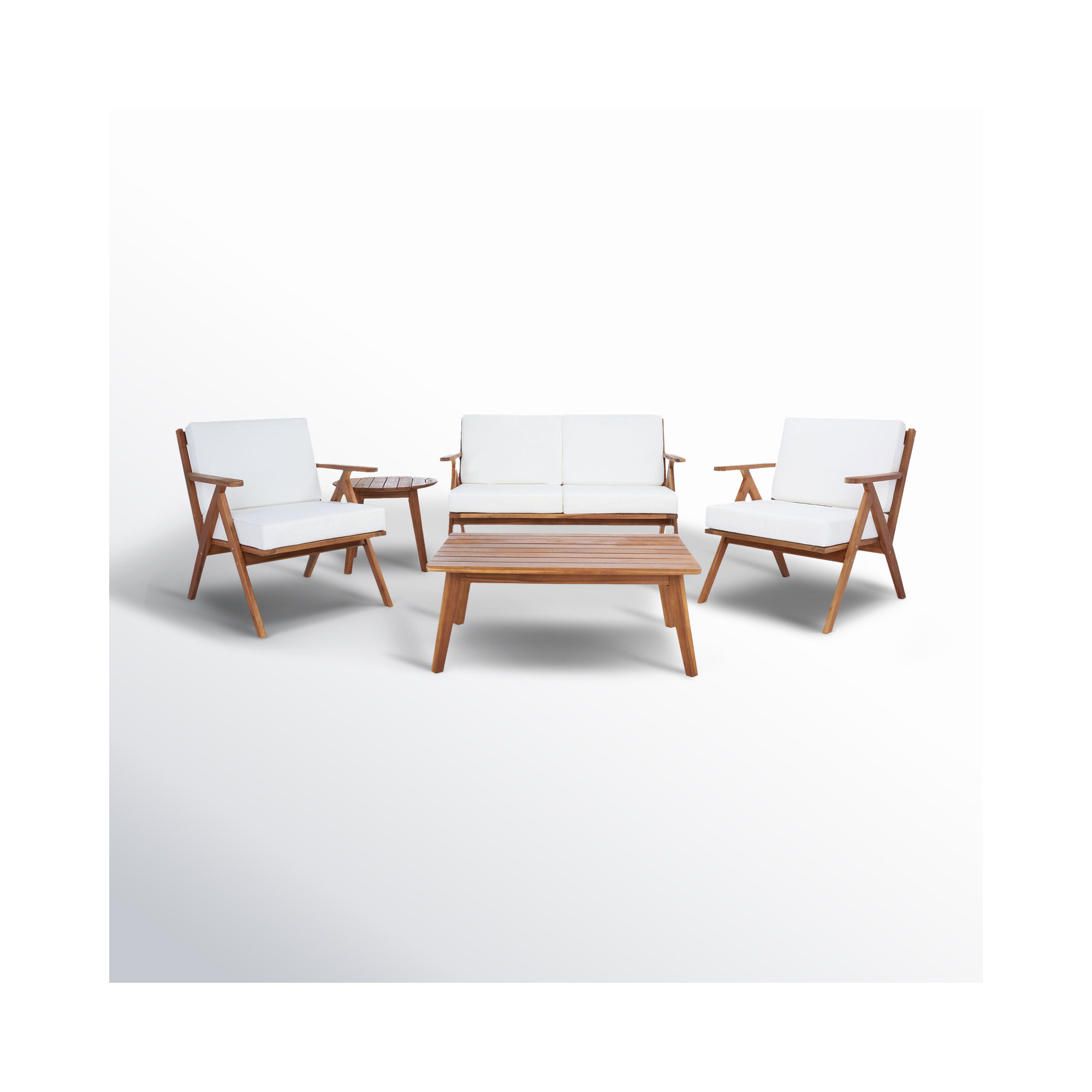Jose 5 Piece Sofa Seating Group with Cushions, Natural, Beige