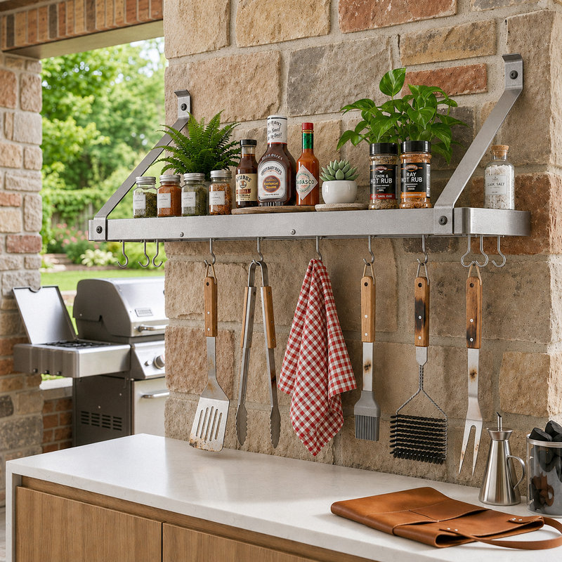 Gourmet Handcrafted Wall Mounted Pot Rack, 14'' H x 30'' W x 9'' D