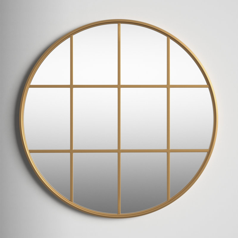 Karle Metal Flat Wall Mirror, Brass, 36.25" x 36.25"
