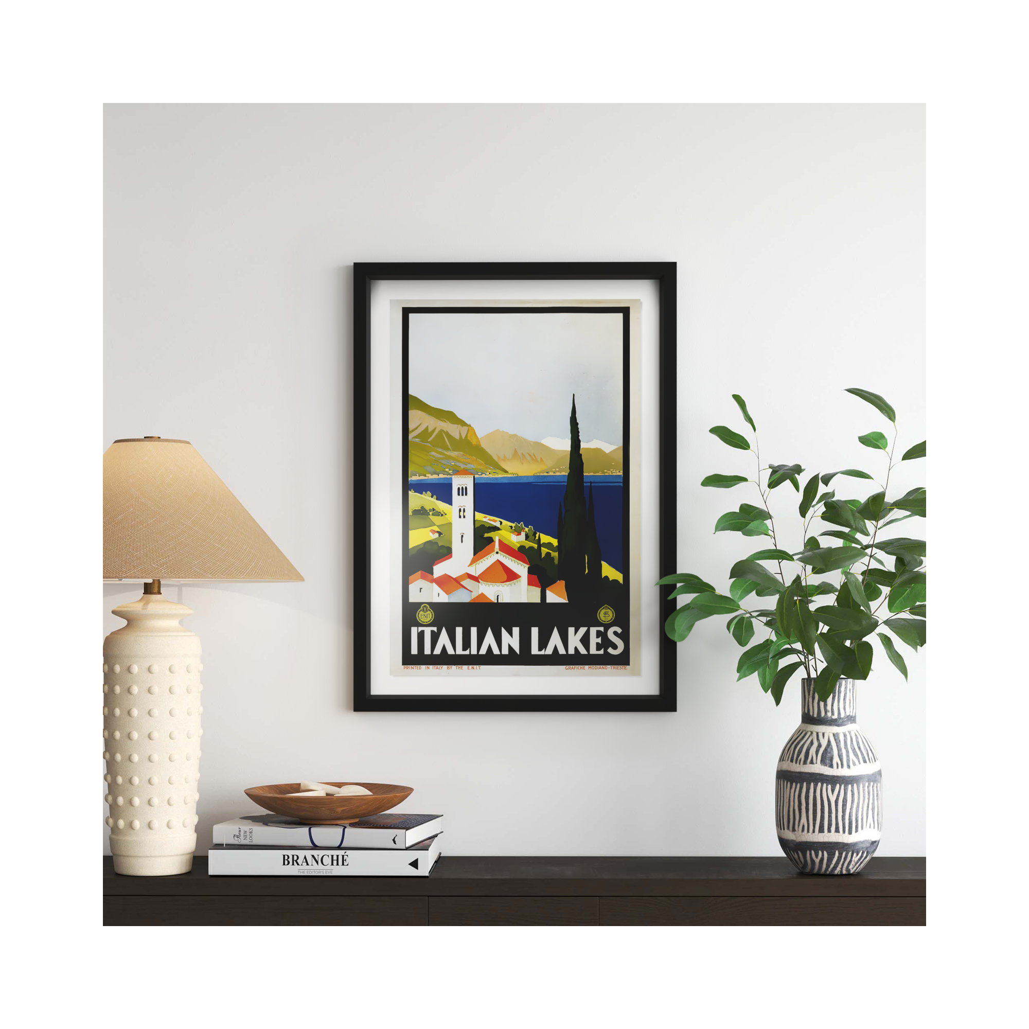 Italy, 31" H x 21" W x 1" D, Black Framed