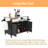Outdoor Kitchen Wicker Island Rolling Cart Bar Table & Storage Cabinet, Wheels And Stainless Steel Extended Table Top