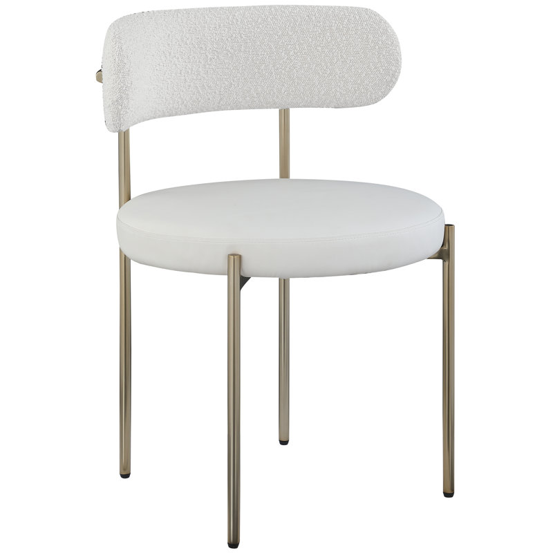 Beacon Contemporary Cream Faux Leather Dining Chair with Brass Legs