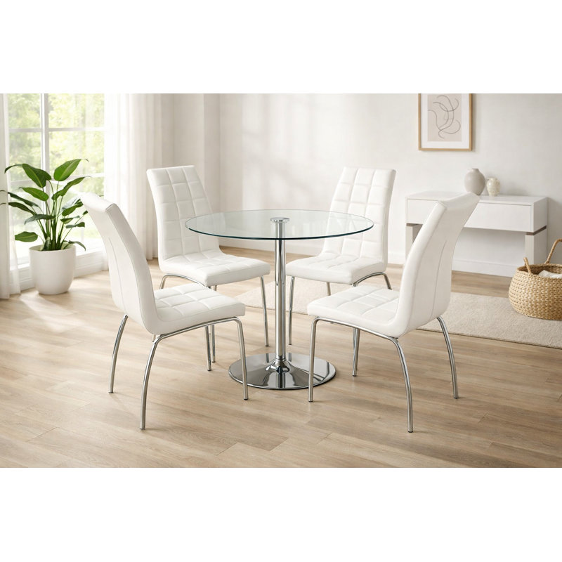 Sherlock 4 -Person Glass Dining Set, Black