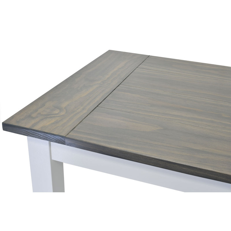 Table de salle à manger en bois massif Entrada, H 30 po x L 48 po x l 34 po, Gris, Blanc