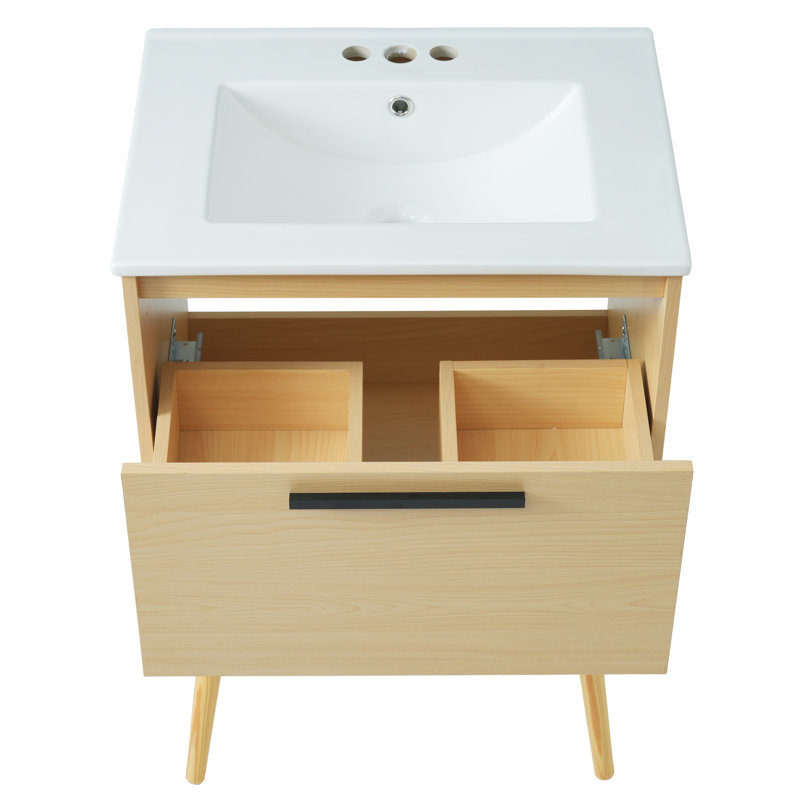 Meuble-lavabo simple 24 po avec comptoir en céramique 24 po