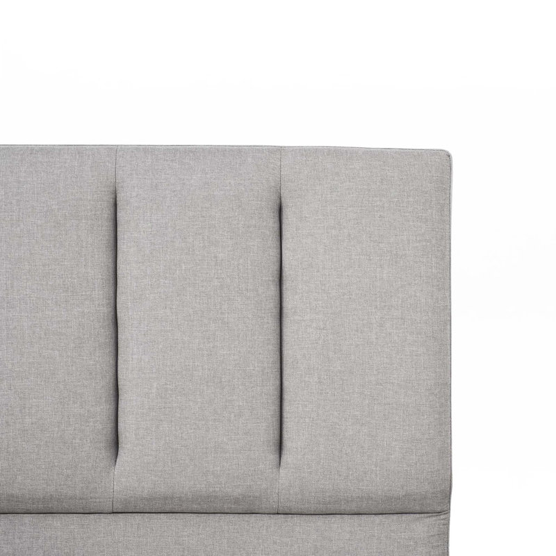 Lit plateforme tapissier, tête de lit capitonnée (seulement lit), gris