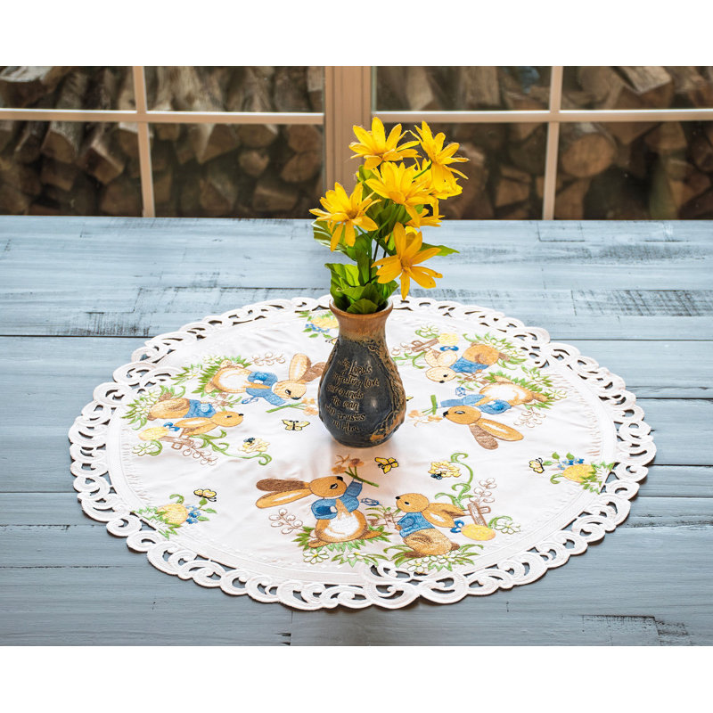 Lapin de Pâques Lillimai sur plateau de table blanc (rond 23 po)