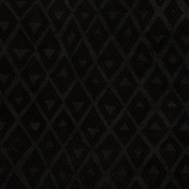 Rectangle Geometric Hand-Knotted Wool Area Rug in Black/Gray, Rectangle 9' x 12'