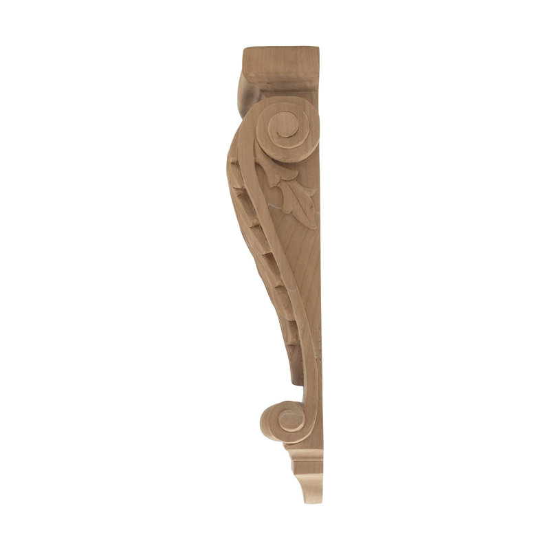 Small Hand Carved Cherry Wood Acanthus Leaf Corbel