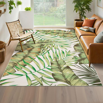 Modern Machine Washable Rug with Rubber Non-Slip Backing for Living Room, Dining Room, Bedroom, Office & Playroom