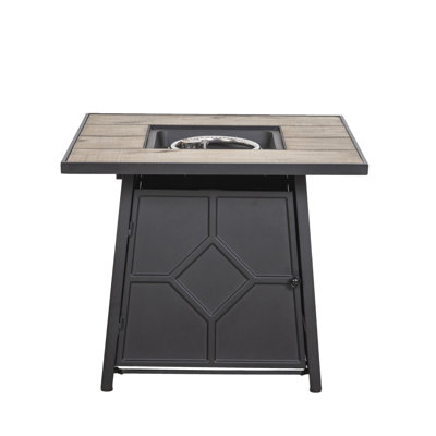 40,000 BTU Steel Propane Gas Fire Pit Table With Steel Lid, Weather Cover