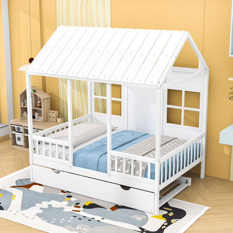 VillaGrove Kids Twin Daybed with Trundle, White, Full