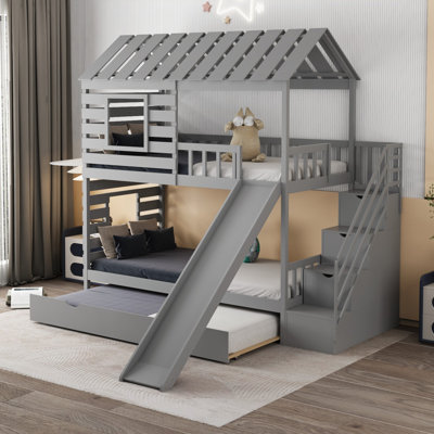 Brinckerhoff Twin Over Twin Standard Bunk Bed with Trundle by Harper Orchard