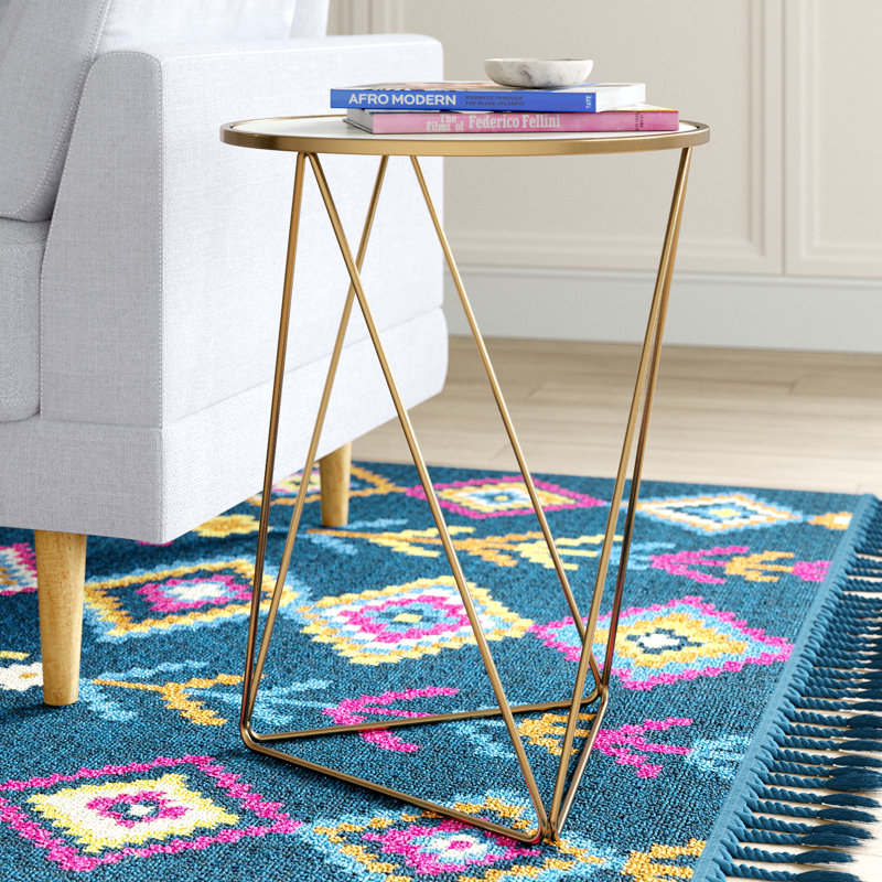 Chylie Mirrored Glass Top End Table, Gold