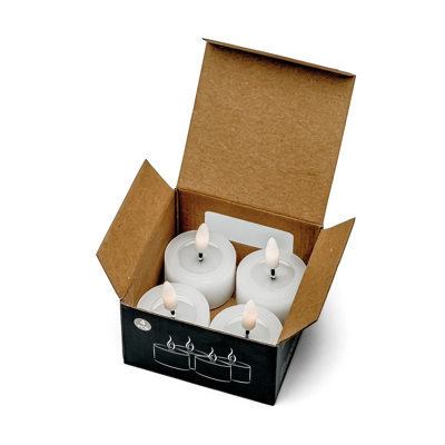 Set Of 4 White Flameless Tealight Candles
