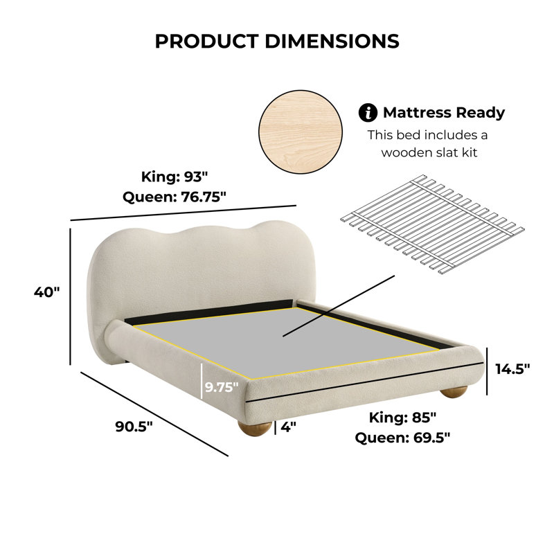 Lit plateforme Mirel, Grand, White